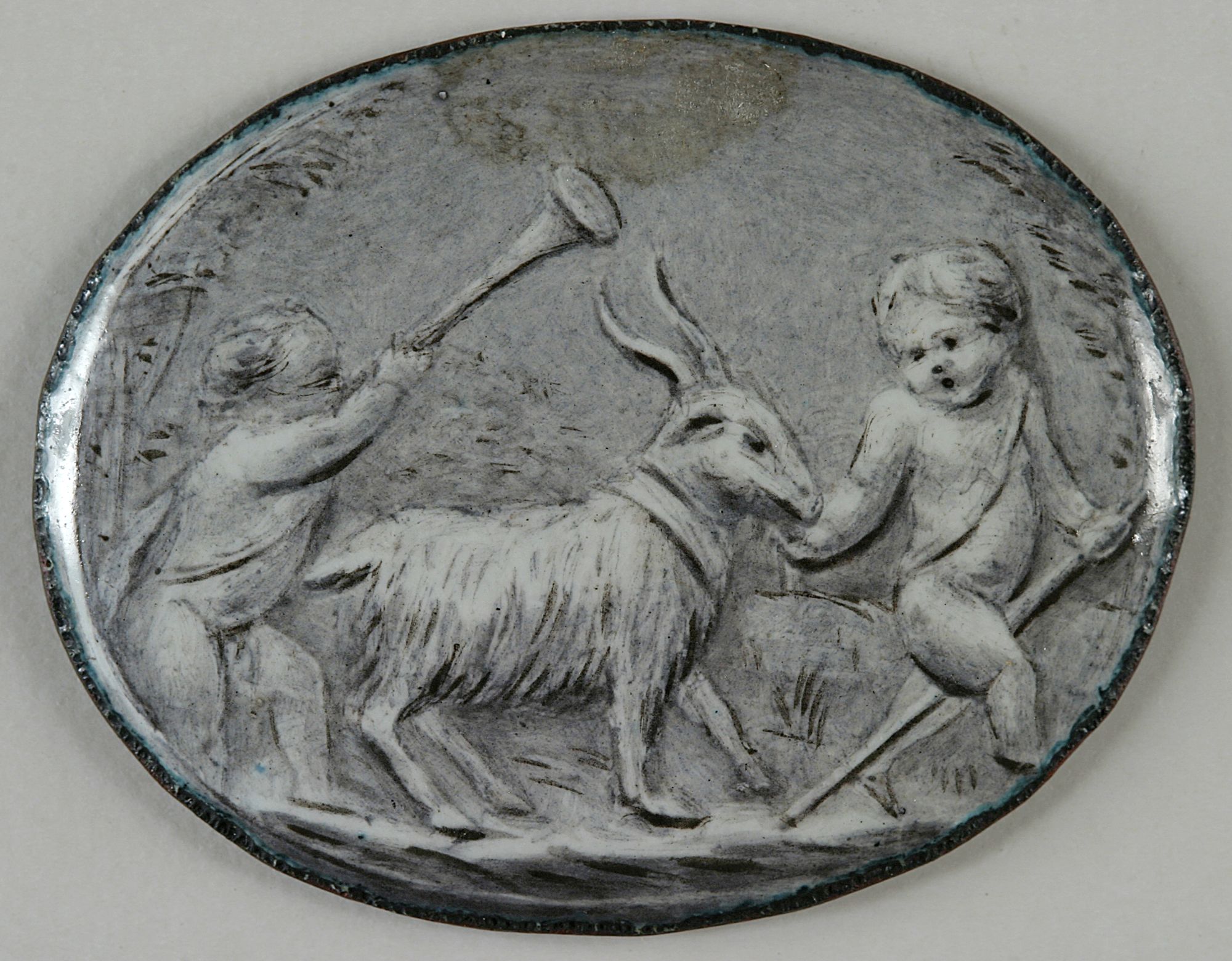 Image représentant Enfants jouant avec une chèvre - Plaquette