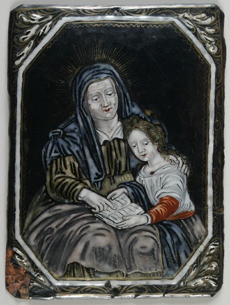 Image représentant Education de la Vierge - Plaque