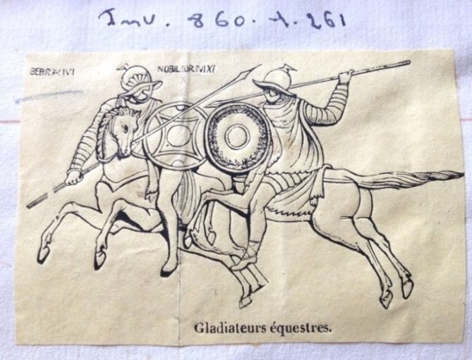 Image representing Gladiateurs équestres - Estampe.