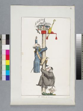 Image représentant Le mât de cocagne - Estampe